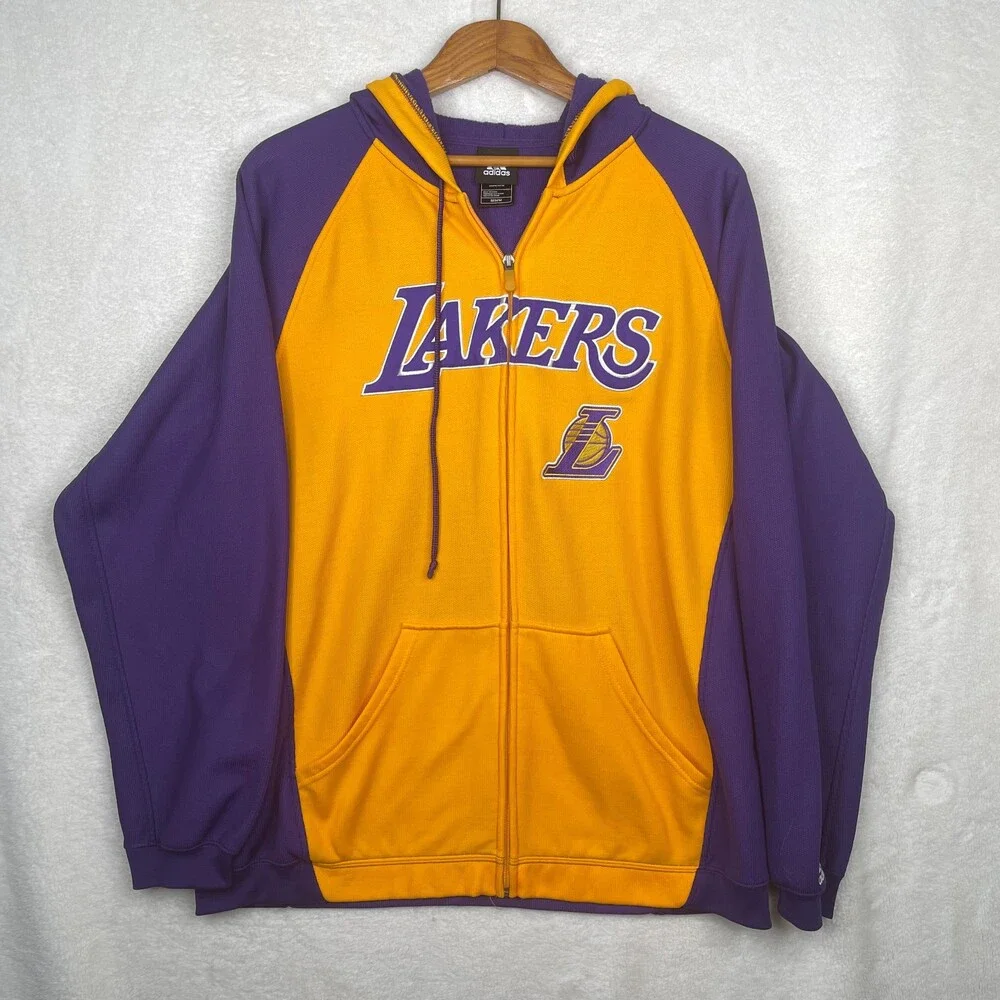 Los Angeles Lakers NBA Adidas Full Zip Up Hoodie/Jacket Mens Medium
